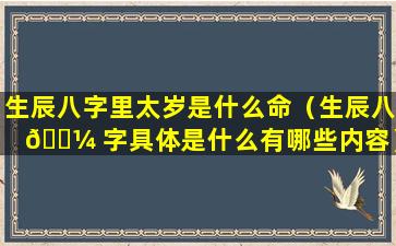 生辰八字里太岁是什么命（生辰八 🌼 字具体是什么有哪些内容）